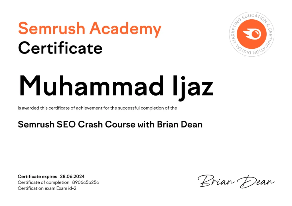 Semrush SEO Crash Course - Muhammad Ijaz